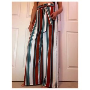 Multicolor High-Waisted Flowy Pants